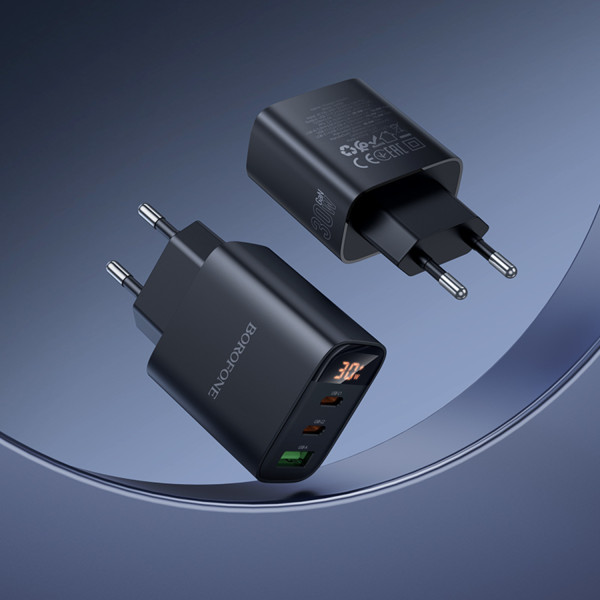 Фото - Сетевое зарядное устройство BOROFONE BA98A Ilustre PD30W (2C1A) (EU) Black (6941991120510)