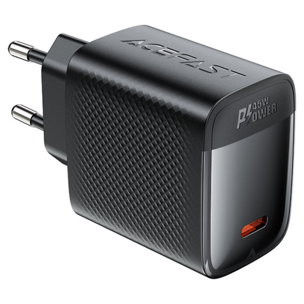 Фото - Сетевое зарядное устройство AceFast A112 PD45W GaN single USB-C charger (EU) Black (6974316284055)