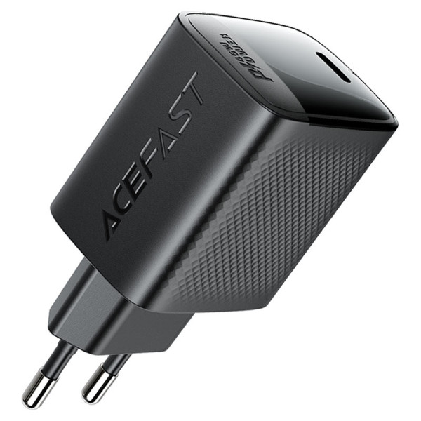 Фото - Сетевое зарядное устройство AceFast A112 PD45W GaN single USB-C charger (EU) Black (6974316284055)