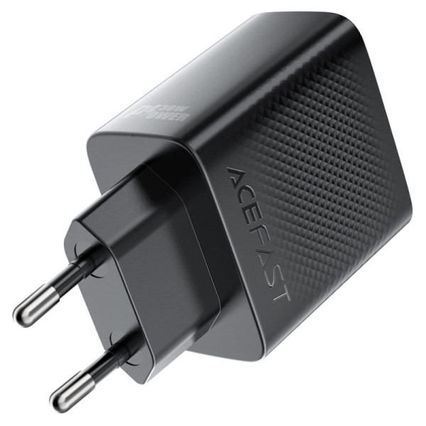Фото - Сетевое зарядное устройство AceFast A110 PD30W GaN charger (USB-C+USB-C) with retractable cable (EU) Black (6974316283942)