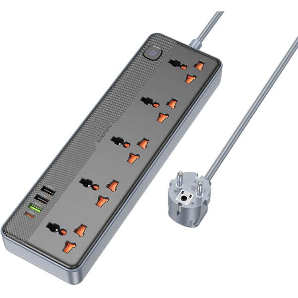 Фото - Сетевой фильтр BOROFONE BAC5A Lord 5 position socket PD20W/1C3A EU Black (6941991111501)