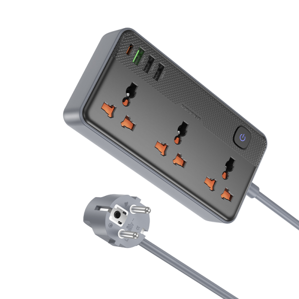 Фото - Сетевой фильтр BOROFONE BAC3A Roy 3 position socket PD20W/1C3A EU Black (6941991111464)