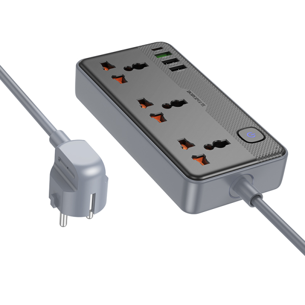 Фото - Сетевой фильтр BOROFONE BAC3A Roy 3 position socket PD20W/1C3A EU Black (6941991111464)