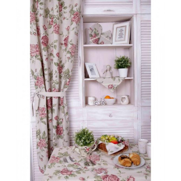 Фото - Подушка декоративная Прованс сердце Large pink rose с кружевом 35х35 см (003703)