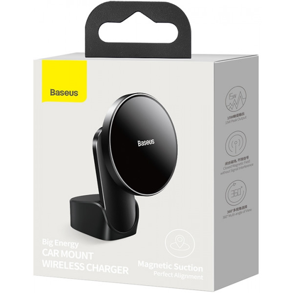 Фото - Автодержатель с беспроводной зарядкой Baseus Big Energy MagSafe 15W Black (WXJN-01)