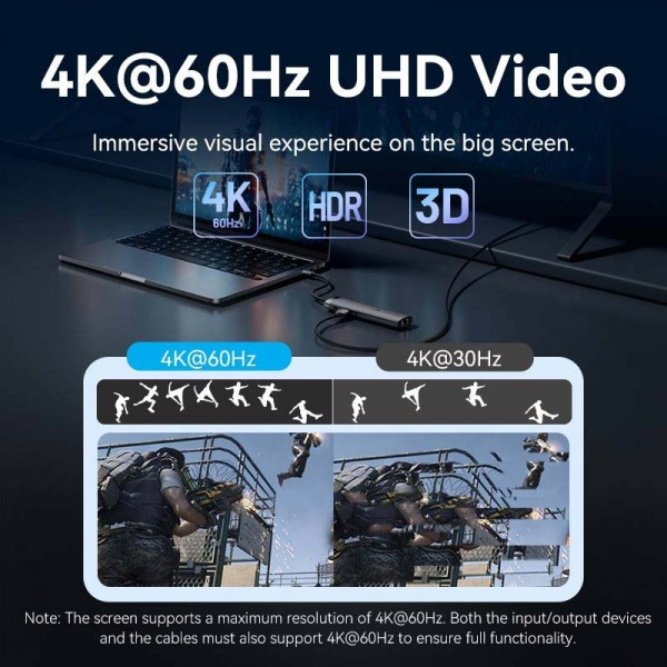 Фото - Хаб USB Vention USB3.2 Type-C HDMI 60Hz/USB 3.0x2/RJ45/SD/TF/3.5mm/PD 100W (TGVHB)