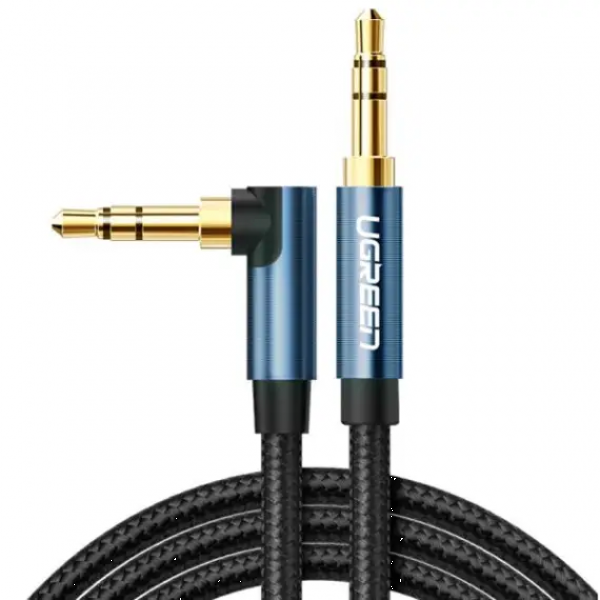 Фото - Кабель 3.5 мм - 3.5 мм UGREEN AV112 Angled Cable 3.5mm Male to 3.5mm Male 0.5m Blue (60178)