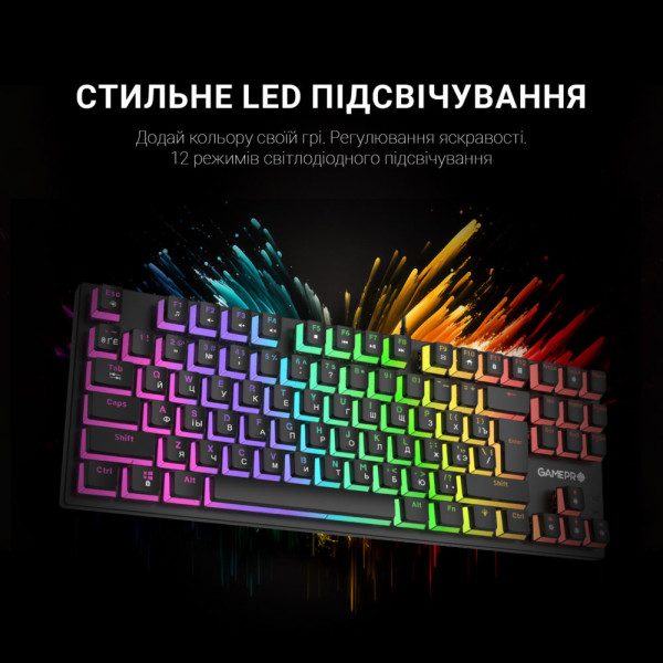 Фото - Клавиатура проводная игровая GamePro MK80B Black