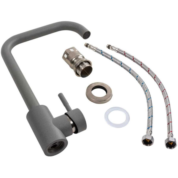 Фото - Смеситель кухонный Platinum NS02B (3008B) Серый металлик