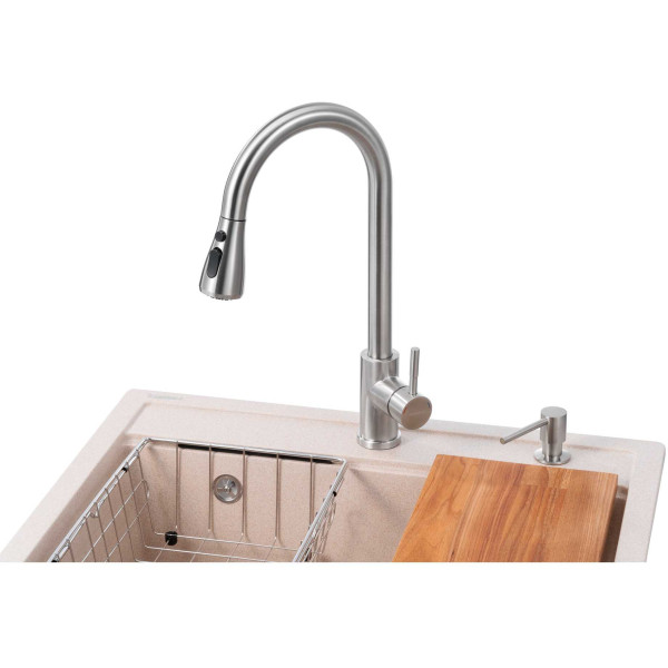 Фото - Мойка кухонная+смеситель GRANADO Basic Artes avena (+ Campo LUX inox + дозатор Redondo inox + корзина + доска)