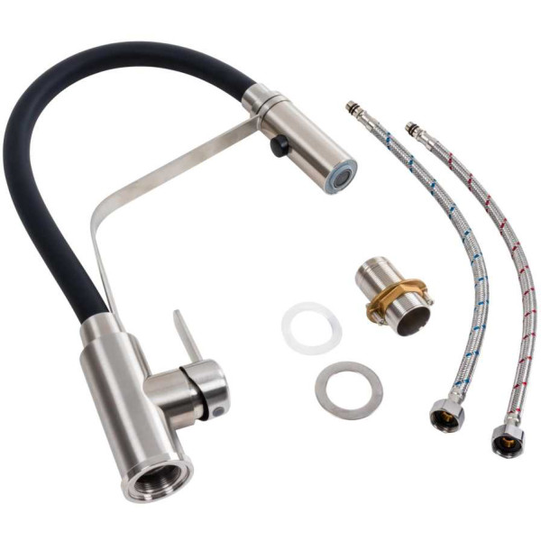 Фото - Смеситель кухонный VALESO гибкий с держателем KN36 черный