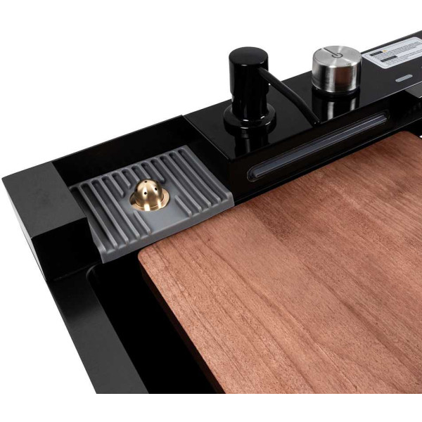 Фото - Мойка кухонная Platinum CM 75x46C PVD черная Handmade "ВОДОСПАД" (Декор)