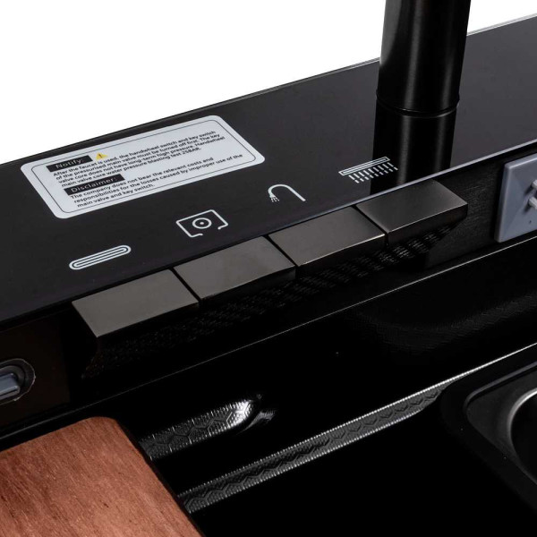 Фото - Мойка кухонная Platinum CM 75x46C PVD черная Handmade "ВОДОСПАД" (Декор)