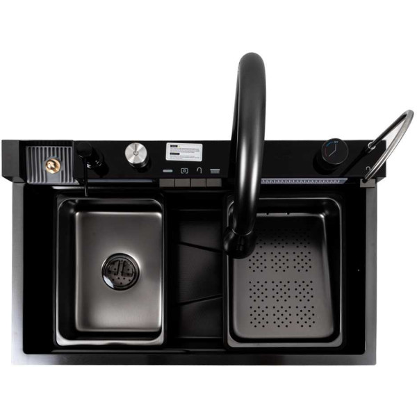 Фото - Мойка кухонная Platinum CM 75x46C PVD черная Handmade "ВОДОСПАД" (Декор)