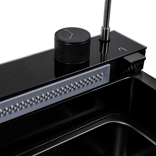 Фото - Мойка кухонная Platinum CM 75x46C PVD черная Handmade "ВОДОСПАД" (Декор)