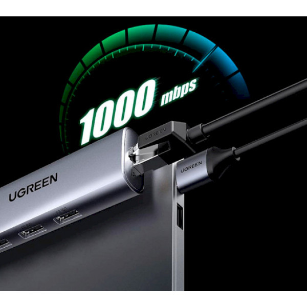 Фото - Док-станция UGREEN CM266 USB A 3.0-HDMI/USB 3.0x3/HDMI/RJ45/Micro USB Gray (60812)