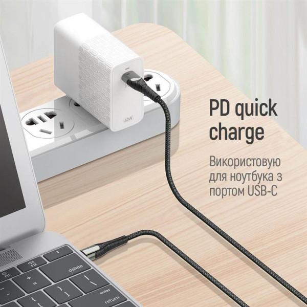 Фото - Кабель синхронизации данных Colorway USB Type-C - USB Type-C PD Fast Charging 3А 65W 1м Grey (CW-CBPDCC040-GR)