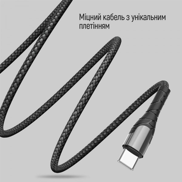 Фото - Кабель синхронизации данных Colorway USB Type-C - USB Type-C PD Fast Charging 3А 65W 1м Grey (CW-CBPDCC040-GR)