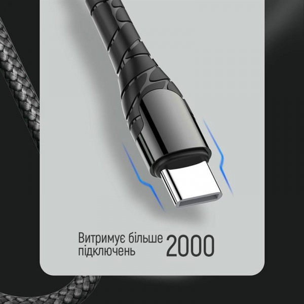 Фото - Кабель синхронизации данных Colorway USB Type-C - USB Type-C PD Fast Charging 3А 65W 1м Grey (CW-CBPDCC040-GR)