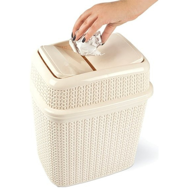 Фото - Бак для мусора UCSAN PLASTIC KNIT 10л крем (102302)