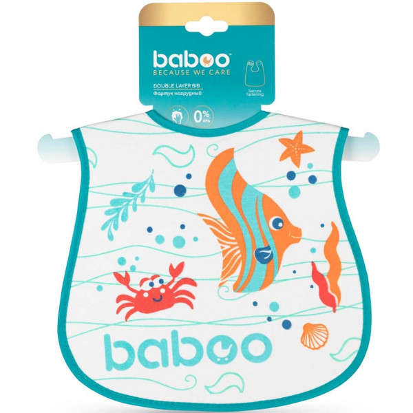 Фото - Нагрудник тканевый Baboo Sea Life White (11-010)