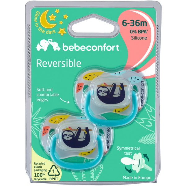 Фото - Симметричная пустышка Bebe Confort 2 шт 6/36 Lazy Sloth