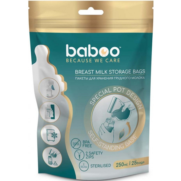 Фото - Пакет для хранения грудного молока Baboo 25 шт. (2-005)