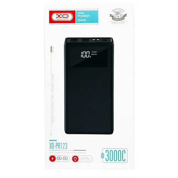Фото - Батарея мобильная XO PR123 30000 mAh Black (00000015191)