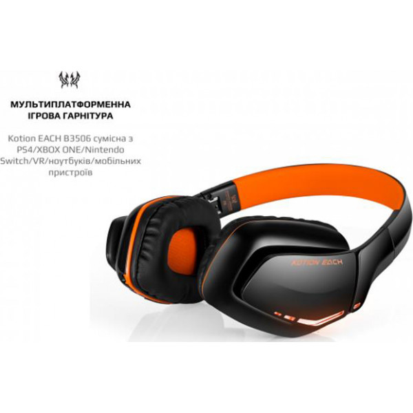 Фото - Наушники полноразмерные беспроводные Kotion EACH B3506 Black/Orange (ktb3506bt)