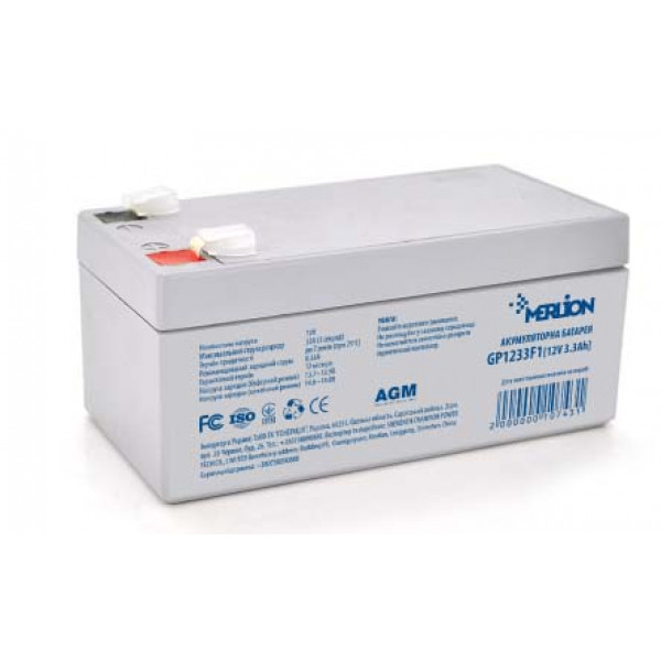 Фото - Аккумулятор для ИБП Merlion 12V 3.3AH (GP1233F1/10743) AGM Фото - Аккумулятор для ИБП Merlion 12V 3.3AH (GP1233F1/10743) AGM
