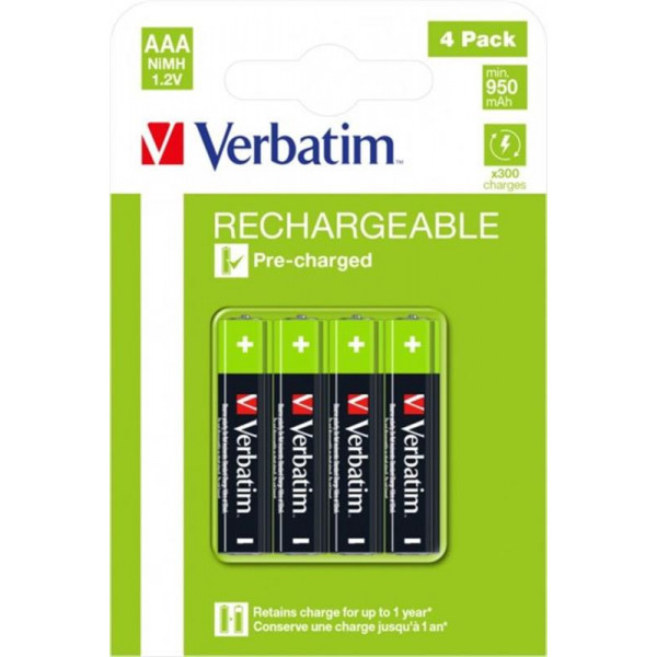 Фото - Аккумулятор тип AAA Verbatim AAA/HR03 NI-MH 950 mAh BL 4 шт. (49514)