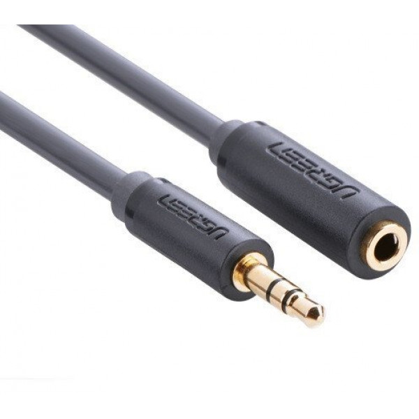 Фото - Кабель 3.5 мм - 3.5 мм UGREEN AV124 3.5mm M to 3.5mm F Cable 1 m Gray (10782)