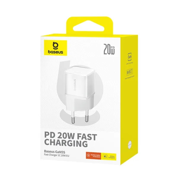 Фото - Сетевое зарядное устройство Baseus GaN5S Fast Charger 1C 20W EU Moon White (P10162503213-00)