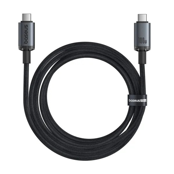 Фото - Кабель синхронизации данных Baseus Crystal Shine USB3,2 Full Featured Fast USB-C to USB-C 100W 1,5m 20Gb Cluster Black (P10318204111-00)