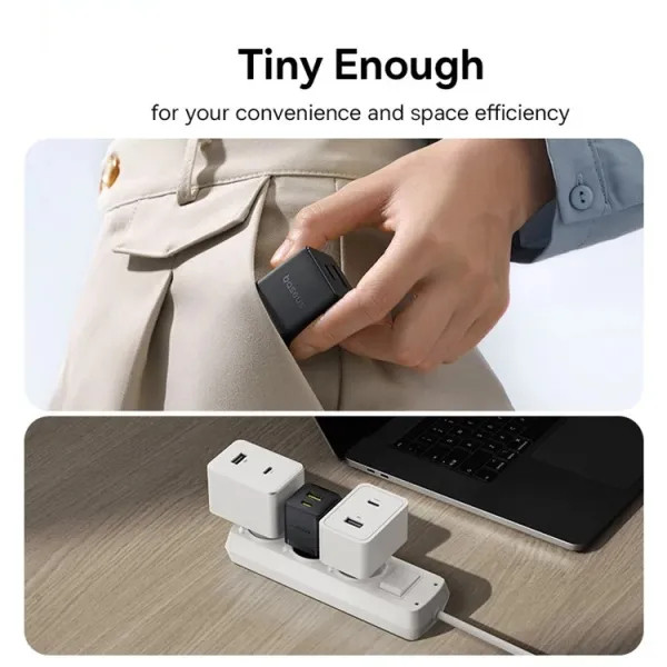 Фото - Сетевое зарядное устройство Baseus Palm Fast Charger Type-C+USB 20W (P10111608113-01)