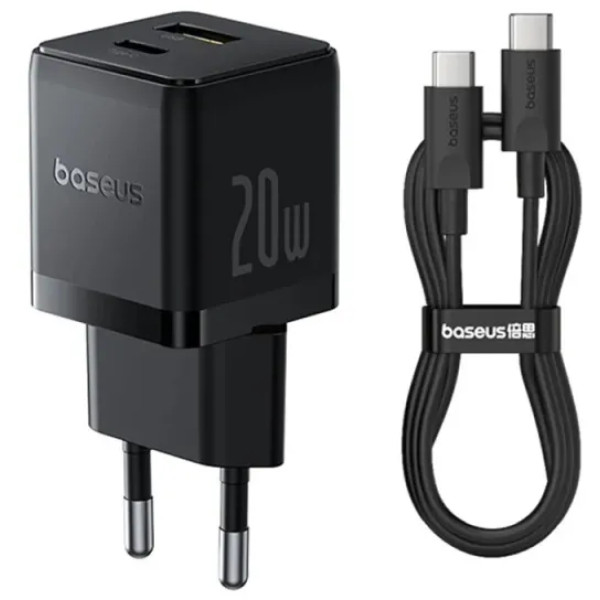 Фото - Сетевое зарядное устройство Baseus Palm Fast Charger Type-C+USB 20W (P10111608113-01)