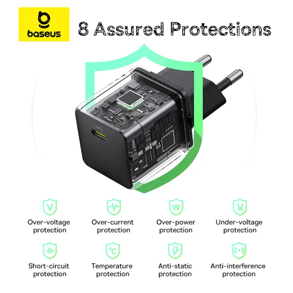 Фото - Сетевое зарядное устройство Baseus Palm Fast Charger 1C 20W EU Cluster Black (P10111602113-01)