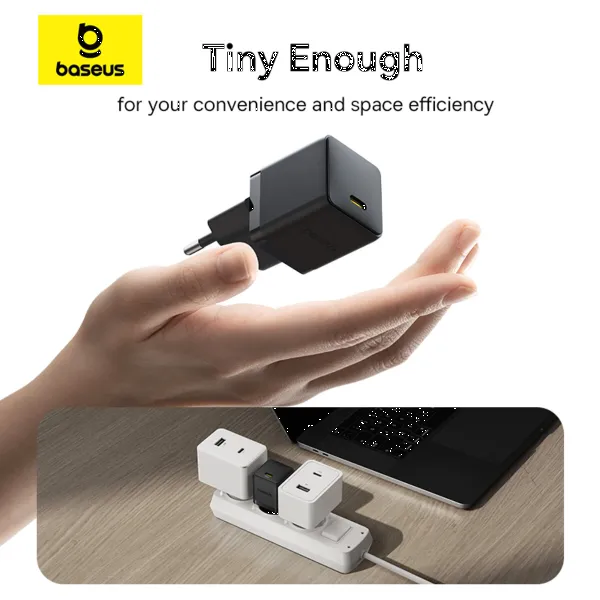 Фото - Сетевое зарядное устройство Baseus Palm Fast Charger 1C 20W EU Cluster Black (P10111602113-01)