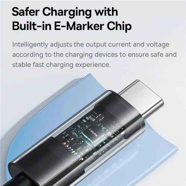 Фото - Кабель синхронизации данных Baseus Gem Series Fast Charging Data Cable Type-C to Type-C 100W 5A 2m Black (P10373000111-01)