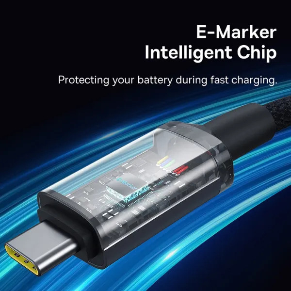 Фото - Кабель синхронизации данных Baseus Crystal Shine USB3,2 Full Featured Fast USB-C to USB-C 100W 1,5m 20Gb Cluster Black (P10318204111-00)