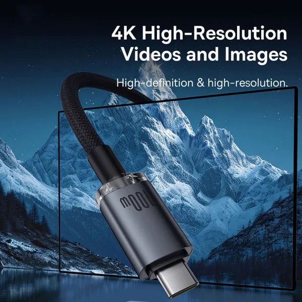 Фото - Кабель синхронизации данных Baseus Crystal Shine USB3,2 Full Featured Fast USB-C to USB-C 100W 1,5m 20Gb Cluster Black (P10318204111-00)