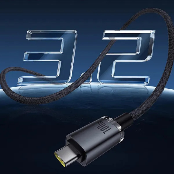 Фото - Кабель синхронизации данных Baseus Crystal Shine USB3,2 Full Featured Fast USB-C to USB-C 100W 1,5m 20Gb Cluster Black (P10318204111-00)