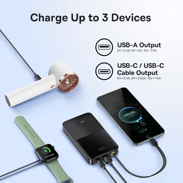 Фото - Батарея мобильная Baseus EnerFill Bipow2 Pro 22.5W 10000mAh Black (E0027600)