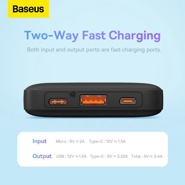 Фото - Батарея мобильная Baseus Airpow Fast Charge Power Bank 10000mAh 20W Black (PPQD090001)