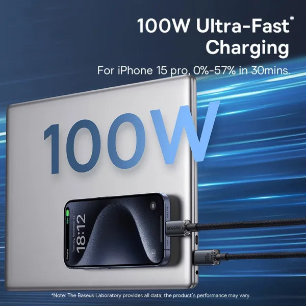 Фото - Кабель синхронизации данных Baseus Crystal Shine USB3,2 Full Featured Fast USB-C to USB-C 100W 1,5m 20Gb Cluster Black (P10318204111-00)