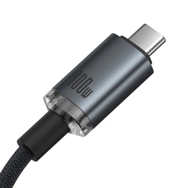 Фото - Кабель синхронизации данных Baseus Crystal Shine USB3,2 Full Featured Fast USB-C to USB-C 100W 1,5m 20Gb Cluster Black (P10318204111-00)