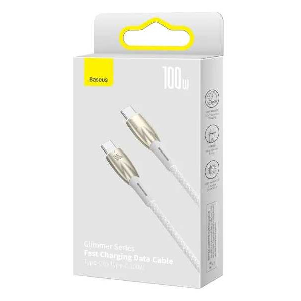 Фото - Кабель синхронизации данных Baseus Glimmer Series Fast Charging Type-C to Type-C 100W 2m (CADH000802)