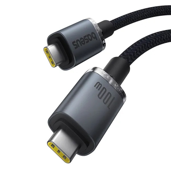 Фото - Кабель синхронизации данных Baseus Crystal Shine USB3,2 Full Featured Fast USB-C to USB-C 100W 1,5m 20Gb Cluster Black (P10318204111-00)
