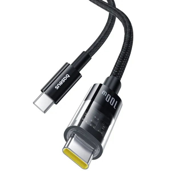 Фото - Кабель синхронизации данных Baseus Gem Series Fast Charging Data Cable Type-C to Type-C 100W 5A 2m Black (P10373000111-01)
