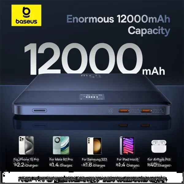 Фото - Батарея мобильная Baseus Blade2 Fast-Charging Power Bank with Digital Display Intelligent Edition 12000mAh 65W Mariana Blue (P10063801323-00)